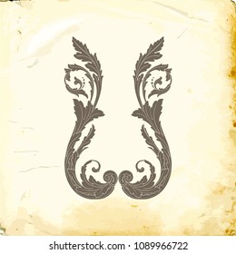 Retro baroque decorations element with flourishes calligraphic ornament. Vintage style design collection for Posters, Placards, Invitations, Banners, Badges and Logotypes.