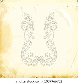 Retro baroque decorations element with flourishes calligraphic ornament. Vintage style design collection for Posters, Placards, Invitations, Banners, Badges and Logotypes.