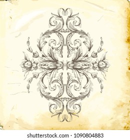 Retro baroque decorations element with flourishes calligraphic ornament. Vintage style design collection for Posters, Placards, Invitations, Banners, Badges and Logotypes.