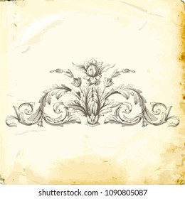 Retro baroque decorations element with flourishes calligraphic ornament. Vintage style design collection for Posters, Placards, Invitations, Banners, Badges and Logotypes.