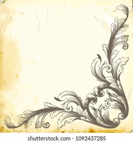 Retro baroque decorations element with flourishes calligraphic ornament. Vintage style design collection for Posters, Placards, Invitations, Banners, Badges and Logotypes.