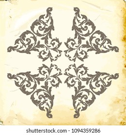 Retro baroque decorations element with flourishes calligraphic ornament. Vintage style design collection for Posters, Placards, Invitations, Banners, Badges and Logotypes.