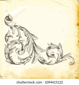 Retro baroque decorations element with flourishes calligraphic ornament. Vintage style design collection for Posters, Placards, Invitations, Banners, Badges and Logotypes.