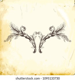Retro baroque decorations element with flourishes calligraphic ornament. Vintage style design collection for Posters, Placards, Invitations, Banners, Badges and Logotypes.