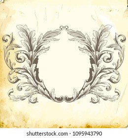 Retro baroque decorations element with flourishes calligraphic ornament. Vintage style design collection for Posters, Placards, Invitations, Banners, Badges and Logotypes.