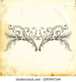 Retro baroque decorations element with flourishes calligraphic ornament. Vintage style design collection for Posters, Placards, Invitations, Banners, Badges and Logotypes.