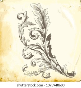 Retro baroque decorations element with flourishes calligraphic ornament. Vintage style design collection for Posters, Placards, Invitations, Banners, Badges and Logotypes.