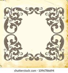 Retro baroque decorations element with flourishes calligraphic ornament. Vintage style design collection for Posters, Placards, Invitations, Banners, Badges and Logotypes.
