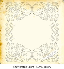 Retro baroque decorations element with flourishes calligraphic ornament. Vintage style design collection for Posters, Placards, Invitations, Banners, Badges and Logotypes.