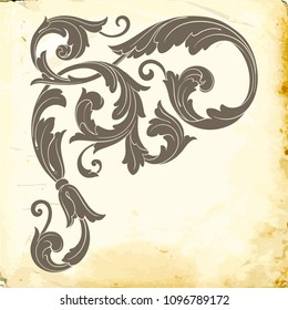 Retro baroque decorations element with flourishes calligraphic ornament. Vintage style design collection for Posters, Placards, Invitations, Banners, Badges and Logotypes.