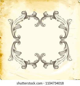 Retro baroque decorations element with flourishes calligraphic ornament. Vintage style design collection for Posters, Placards, Invitations, Banners, Badges and Logotypes.