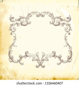 Retro baroque decorations element with flourishes calligraphic ornament. Vintage style design collection for Posters, Placards, Invitations, Banners, Badges and Logotypes.