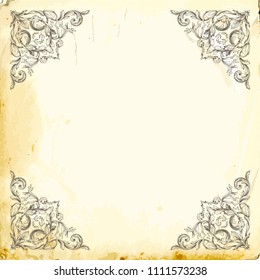 Retro baroque decorations element with flourishes calligraphic ornament. Vintage style design collection for Posters, Placards, Invitations, Banners, Badges and Logotypes.