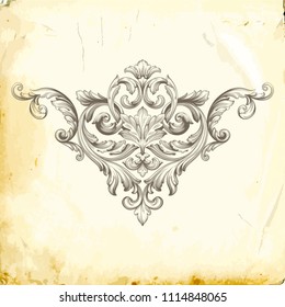 Retro baroque decorations element with flourishes calligraphic ornament. Vintage style design collection for Posters, Placards, Invitations, Banners, Badges and Logotypes.