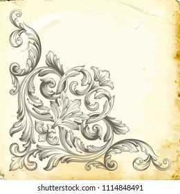 Retro baroque decorations element with flourishes calligraphic ornament. Vintage style design collection for Posters, Placards, Invitations, Banners, Badges and Logotypes.