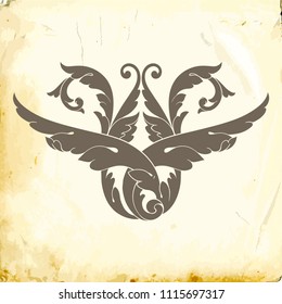 Retro baroque decorations element with flourishes calligraphic ornament. Vintage style design collection for Posters, Placards, Invitations, Banners, Badges and Logotypes.