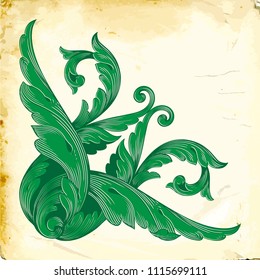 Retro baroque decorations element with flourishes calligraphic ornament. Vintage style design collection for Posters, Placards, Invitations, Banners, Badges and Logotypes.