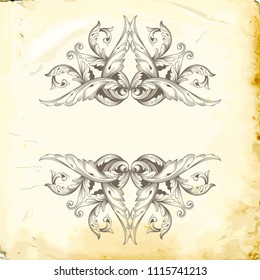 Retro baroque decorations element with flourishes calligraphic ornament. Vintage style design collection for Posters, Placards, Invitations, Banners, Badges and Logotypes.