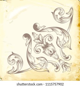 Retro baroque decorations element with flourishes calligraphic ornament. Vintage style design collection for Posters, Placards, Invitations, Banners, Badges and Logotypes.