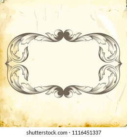Retro baroque decorations element with flourishes calligraphic ornament. Vintage style design collection for Posters, Placards, Invitations, Banners, Badges and Logotypes.