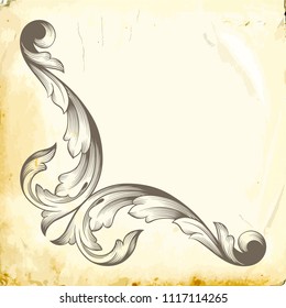 Retro baroque decorations element with flourishes calligraphic ornament. Vintage style design collection for Posters, Placards, Invitations, Banners, Badges and Logotypes.