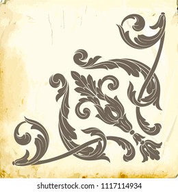 Retro baroque decorations element with flourishes calligraphic ornament. Vintage style design collection for Posters, Placards, Invitations, Banners, Badges and Logotypes.