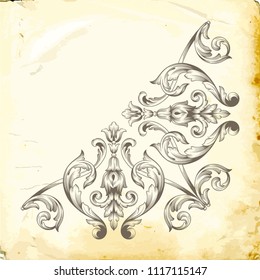 Retro baroque decorations element with flourishes calligraphic ornament. Vintage style design collection for Posters, Placards, Invitations, Banners, Badges and Logotypes.