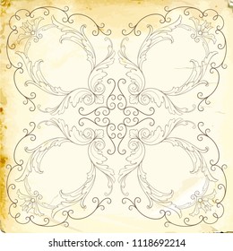 Retro baroque decorations element with flourishes calligraphic ornament. Vintage style design collection for Posters, Placards, Invitations, Banners, Badges and Logotypes.