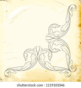 Retro baroque decorations element with flourishes calligraphic ornament. Vintage style design collection for Posters, Placards, Invitations, Banners, Badges and Logotypes.