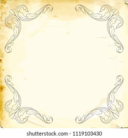 Retro baroque decorations element with flourishes calligraphic ornament. Vintage style design collection for Posters, Placards, Invitations, Banners, Badges and Logotypes.