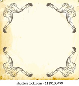 Retro baroque decorations element with flourishes calligraphic ornament. Vintage style design collection for Posters, Placards, Invitations, Banners, Badges and Logotypes.