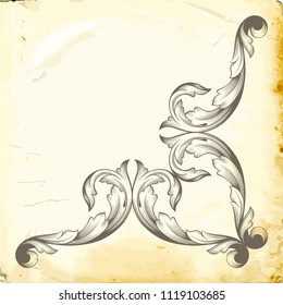 Retro baroque decorations element with flourishes calligraphic ornament. Vintage style design collection for Posters, Placards, Invitations, Banners, Badges and Logotypes.
