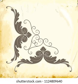Retro baroque decorations element with flourishes calligraphic ornament. Vintage style design collection for Posters, Placards, Invitations, Banners, Badges and Logotypes.