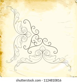 Retro baroque decorations element with flourishes calligraphic ornament. Vintage style design collection for Posters, Placards, Invitations, Banners, Badges and Logotypes.