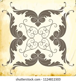 Retro baroque decorations element with flourishes calligraphic ornament. Vintage style design collection for Posters, Placards, Invitations, Banners, Badges and Logotypes.