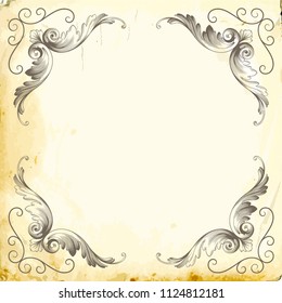 Retro baroque decorations element with flourishes calligraphic ornament. Vintage style design collection for Posters, Placards, Invitations, Banners, Badges and Logotypes.