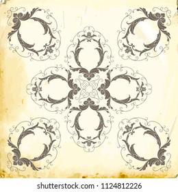 Retro baroque decorations element with flourishes calligraphic ornament. Vintage style design collection for Posters, Placards, Invitations, Banners, Badges and Logotypes.