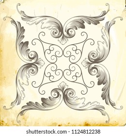 Retro baroque decorations element with flourishes calligraphic ornament. Vintage style design collection for Posters, Placards, Invitations, Banners, Badges and Logotypes.