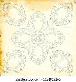 Retro baroque decorations element with flourishes calligraphic ornament. Vintage style design collection for Posters, Placards, Invitations, Banners, Badges and Logotypes.