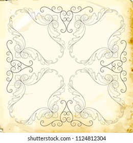 Retro baroque decorations element with flourishes calligraphic ornament. Vintage style design collection for Posters, Placards, Invitations, Banners, Badges and Logotypes.