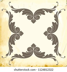 Retro baroque decorations element with flourishes calligraphic ornament. Vintage style design collection for Posters, Placards, Invitations, Banners, Badges and Logotypes.
