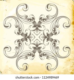Retro baroque decorations element with flourishes calligraphic ornament. Vintage style design collection for Posters, Placards, Invitations, Banners, Badges and Logotypes.