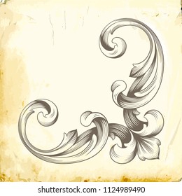 Retro baroque decorations element with flourishes calligraphic ornament. Vintage style design collection for Posters, Placards, Invitations, Banners, Badges and Logotypes.