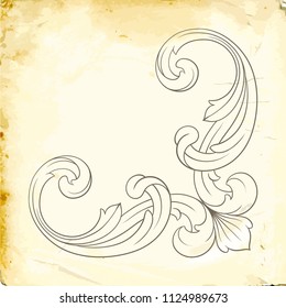 Retro baroque decorations element with flourishes calligraphic ornament. Vintage style design collection for Posters, Placards, Invitations, Banners, Badges and Logotypes.