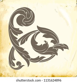 Retro baroque decorations element with flourishes calligraphic ornament. Vintage style design collection for Posters, Placards, Invitations, Banners, Badges and Logotypes.