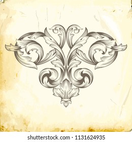 Retro baroque decorations element with flourishes calligraphic ornament. Vintage style design collection for Posters, Placards, Invitations, Banners, Badges and Logotypes.