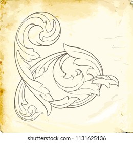 Retro baroque decorations element with flourishes calligraphic ornament. Vintage style design collection for Posters, Placards, Invitations, Banners, Badges and Logotypes.