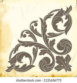 Retro baroque decorations element with flourishes calligraphic ornament. Vintage style design collection for Posters, Placards, Invitations, Banners, Badges and Logotypes.