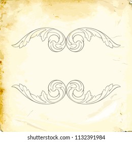 Retro baroque decorations element with flourishes calligraphic ornament. Vintage style design collection for Posters, Placards, Invitations, Banners, Badges and Logotypes.