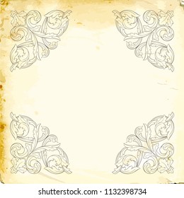 Retro baroque decorations element with flourishes calligraphic ornament. Vintage style design collection for Posters, Placards, Invitations, Banners, Badges and Logotypes.